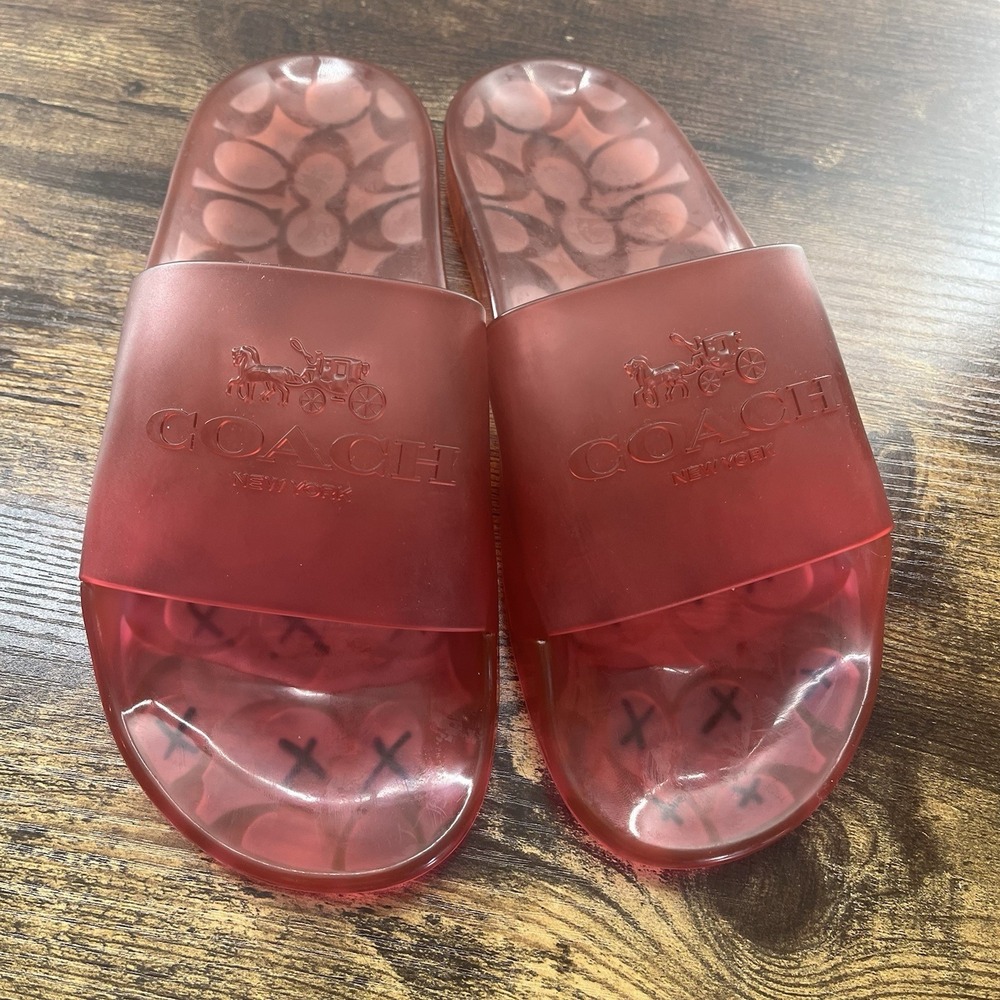 Coach Women's Size 6B Ulyssa Jelly Pool Slides Sandals Pink Ombré Resortwear